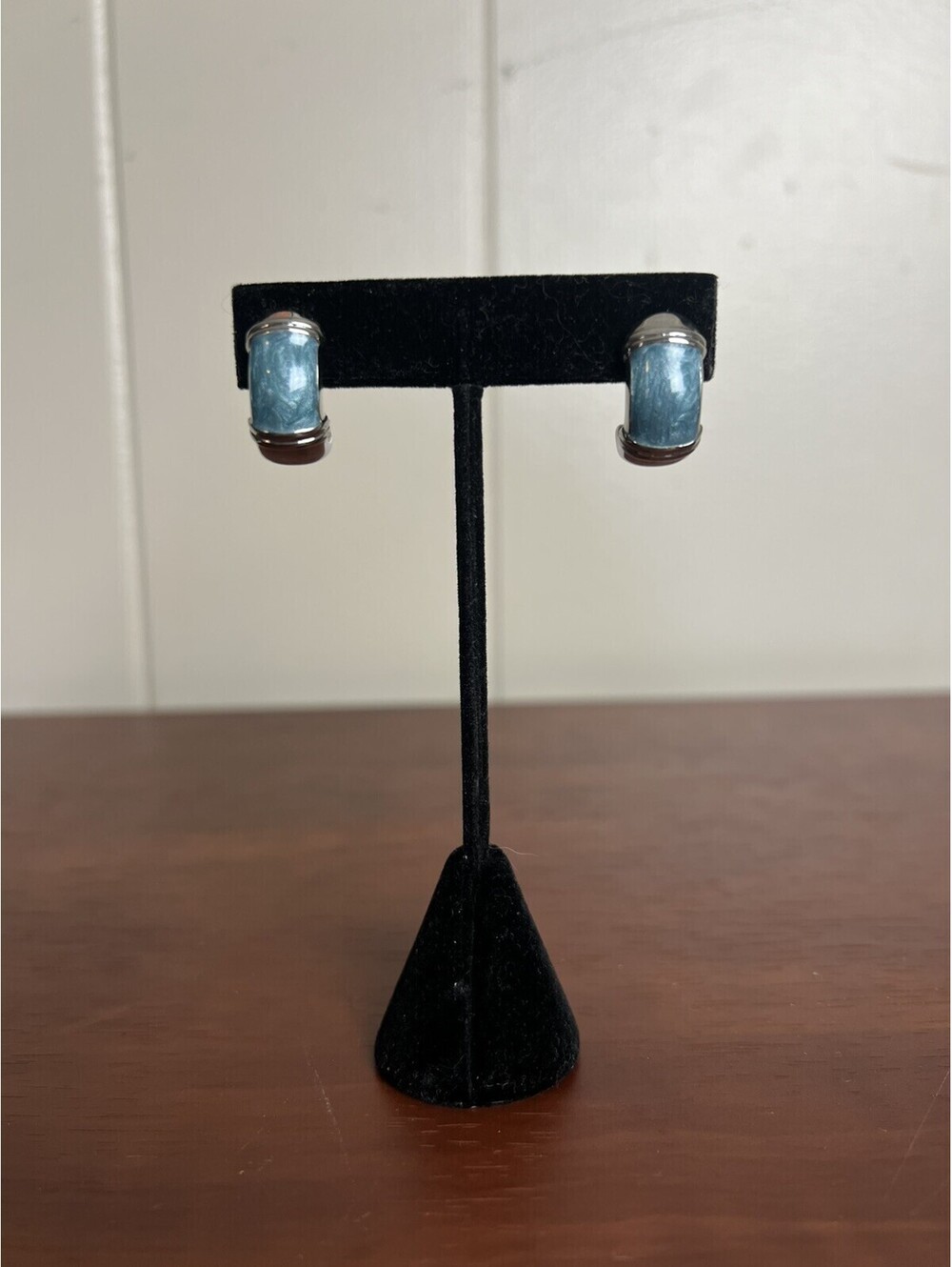 Premier Designs Jewelry Earrings Turquoise Blue And Silver Hoops